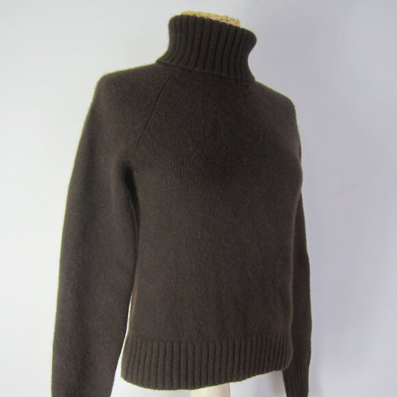 Vtg Ralph Lauren Women S Brown Cashmere Merino Wool Angora  Turtleneck Sweater - Picture 2 of 7